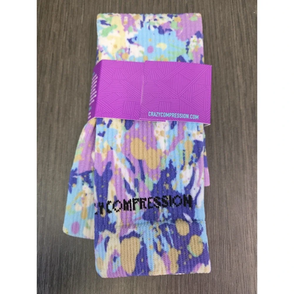 Crazy Compression Unisex Compression Socks L/XL Tie Dye Colorful NWT